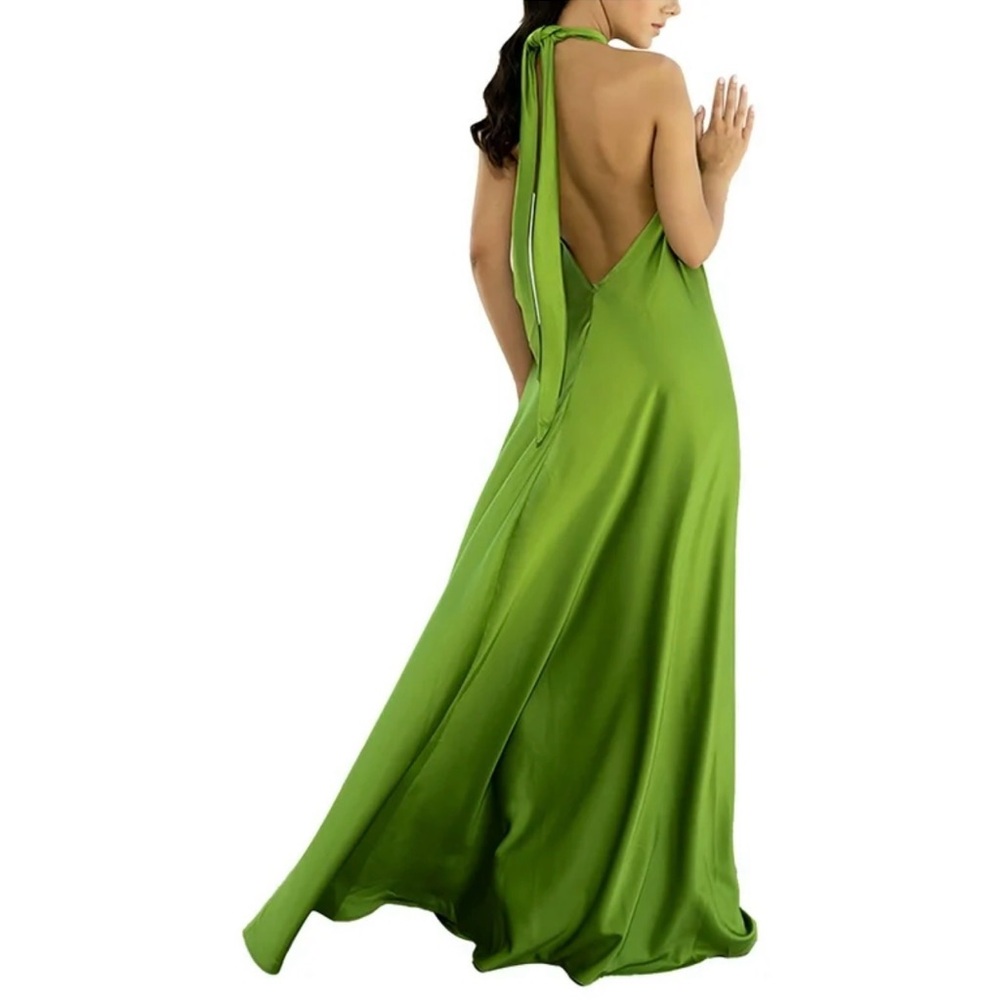 Chic Lime Green Backless Maxi Dress